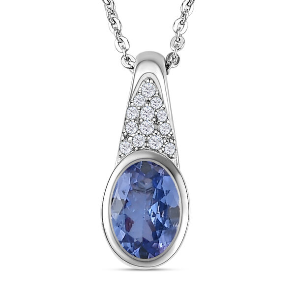 Tansanit und Zirkon Anh&auml;nger mit 50cm Kette - 0,83 ct.