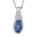 Tansanit und weißer Zirkon-Anhänger mit Kette, 925 Silber platiniert ca. 0.83 ct