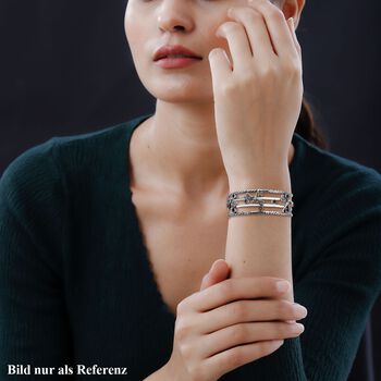 Royal Bali Kollektion - Roter Granat, Himmelblauer Topas Armreif ca. 19 cm 925 Silber ca. 2.89 ct