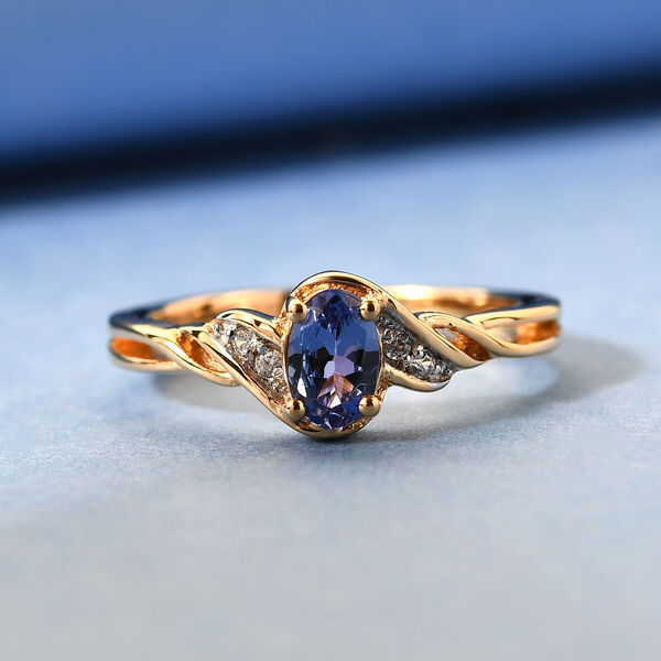 Tansanit und Zirkon Ring 925 Silber vergoldet  ca. 0,55 ct image number 2