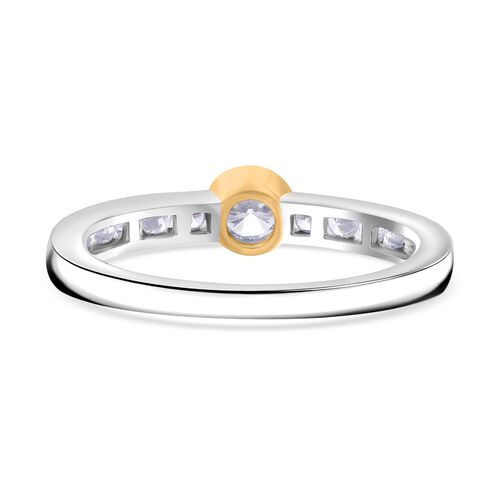 LUXURIANT DIAMOND - Lab Grown Diamant SI Ring 925 Silber Rhodiniert und 750 Gelbgold Vermeil (Größe 18.00) ca. 0.50 ct image number 4