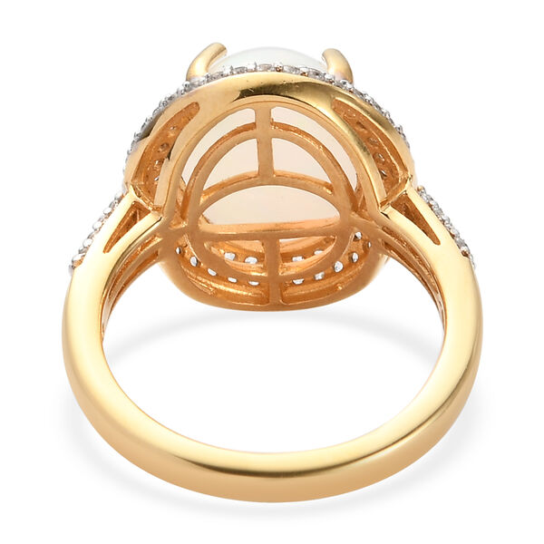 Nat&uuml;rlicher, &auml;thiopischer Opal und Zirkon-Ring, 925 Silber Gelbgold Vermeil  ca. 4,08 ct image number 6