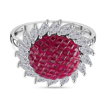Quarzit, Wei&szlig;er Zirkonia Ring 925 Silber rhodiniert (Gr&ouml;&szlig;e 16.00)