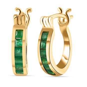 AA Kagem sambische Smaragd Creolen, 925 Silber vergoldet ca. 0.60 ct