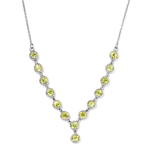 Natürliche Peridot-Halskette, ca. 45 cm, Edelstahl ca. 7,36 ct image number 0