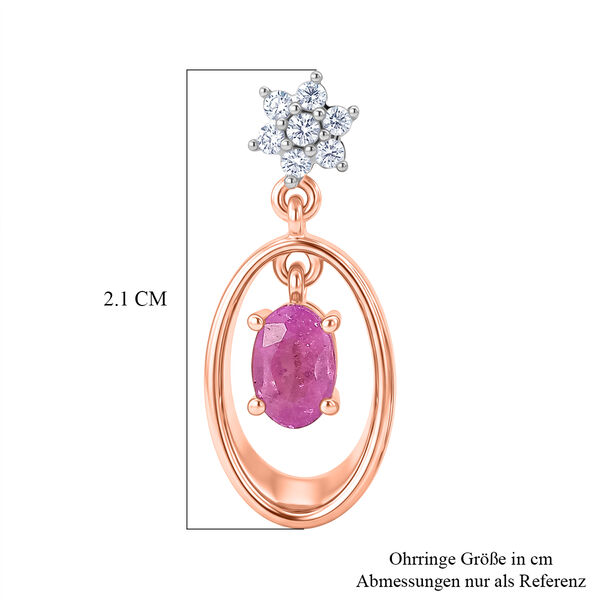 D'Joy Ilakaka Rosa Saphir (Fissure gef&uuml;llt), Wei&szlig;er Zirkon Ohrringe 925 Silber 750 Ros&eacute;vergoldet ca. 1.61 ct image number 5