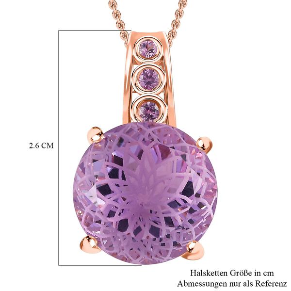 Blume des Lebens: Rose de France Amethyst, rosa Saphir, Anh&auml;nger mit Kette im Schmuckset, 925 Silber Ros&eacute;gold Vermeil ca. 11.16 ct image number 6