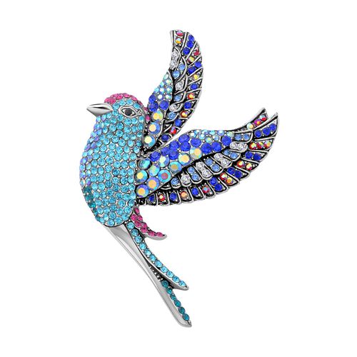 Silberfarbene colibri-Kristallbrosche, Blau image number 0
