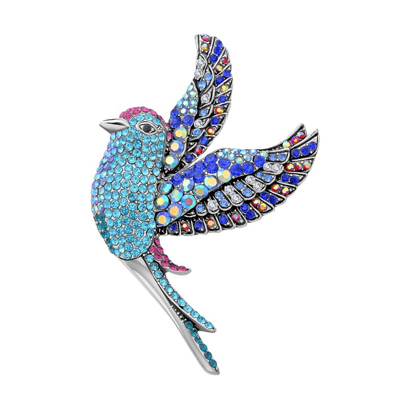 Silberfarbene colibri-Kristallbrosche, Blau image number 0