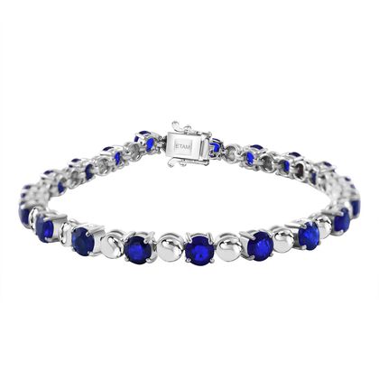 Tansanischer Blauer Spinell Armband ca. 18 cm 925 Silber rhodiniert ca. 10.67 ct