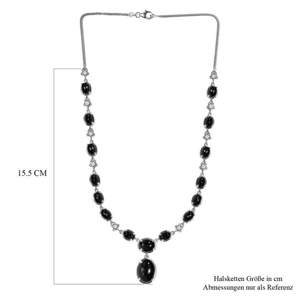 Schwarz Stern Diopsid Halskette ca. 45 cm 925 Silber platiniert ca. 56,73 ct. image number 5