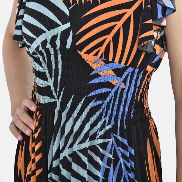 Maxikleid mit gesmokter Taille und Flatterärmeln, One Size, schwarz image number 6