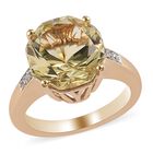 Ouro Verde-Quarz und Zirkon Ring 925 Silber 585 Vergoldet image number 3
