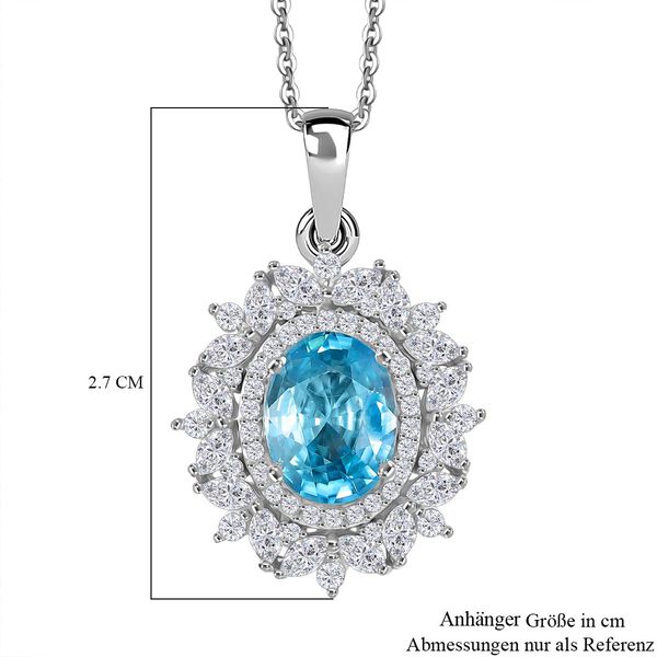 D'Joy blauer und weißer Zirkon Anhänger mit 50cm Kette - 5,66 ct. image number 6