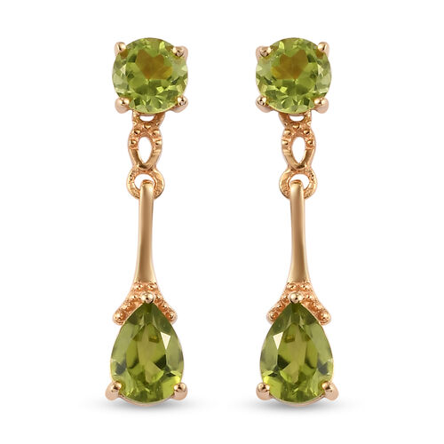 Natürlicher Peridot Ohrhänger 925 Silber vergoldet ca. 2,11 ct  image number 0