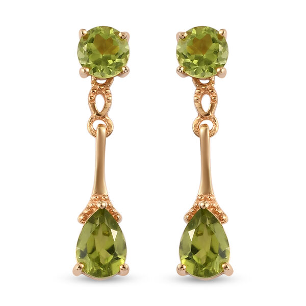 Natürlicher Peridot Ohrhänger 925 Silber vergoldet ca. 2,11 ct  image number 0