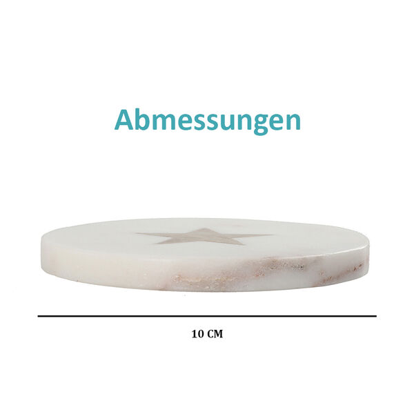 NAKKASHI - 4er-Set, Marmor Untersetzer mit Messingintarsie, Stern, Gr&ouml;&szlig;e 10x10 cm, Wei&szlig; image number 7