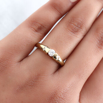 88 Facetten Moissanit Ring 925 Silber vergoldet  ca. 0,28 ct