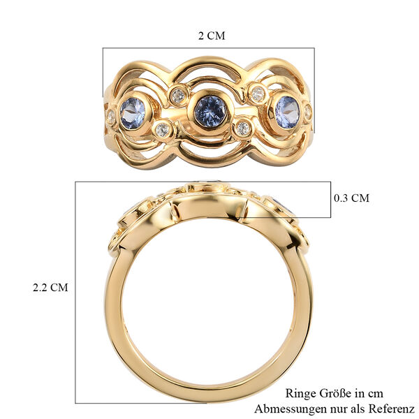 Tansanit und Zirkon Ring 925 Silber vergoldet  ca. 0,43 ct image number 7
