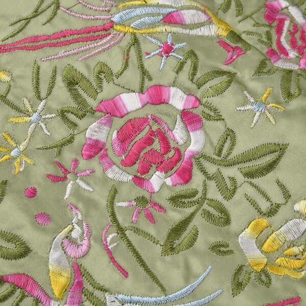 Schmuckorganizer aus Satin mit Stickerei und 5 Premium-Poliert&uuml;chern, 20x9cm, Olive image number 5