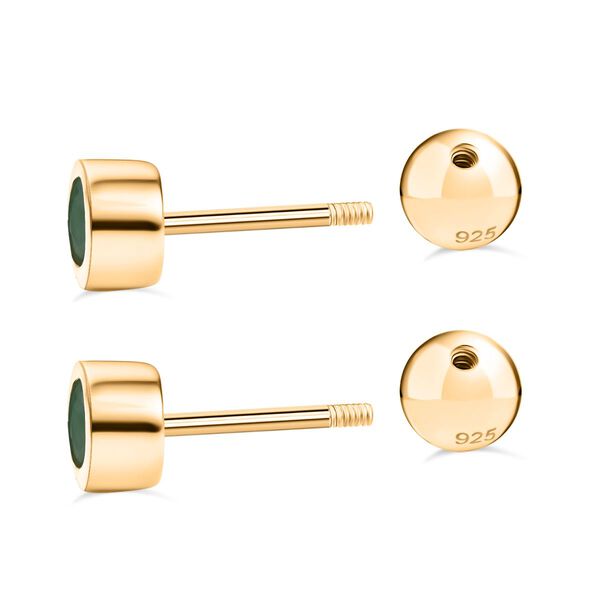 Kagem sambische Smaragd Ohrringe, 925 Silber 750 Gelbgold Vermeil - 0,51 ct. image number 4