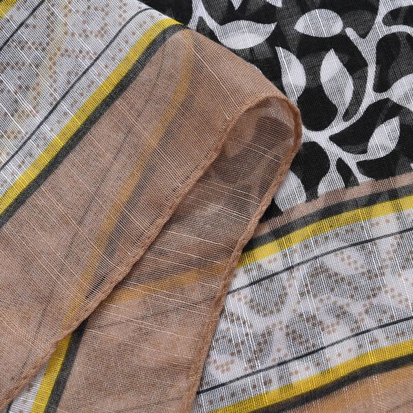 Patchwork Schal mit schwarz-wei&szlig; Blattmuster image number 4