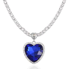 J Francis gefertigt mit SWAROVSKI- Blaue und weiße Swarovski Kristall Halskette, 50cm