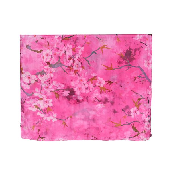 LA MAREY – Satinschal aus Maulbeerseide, Pfirisch-Rosafarben mit Blumenmuster image number 8