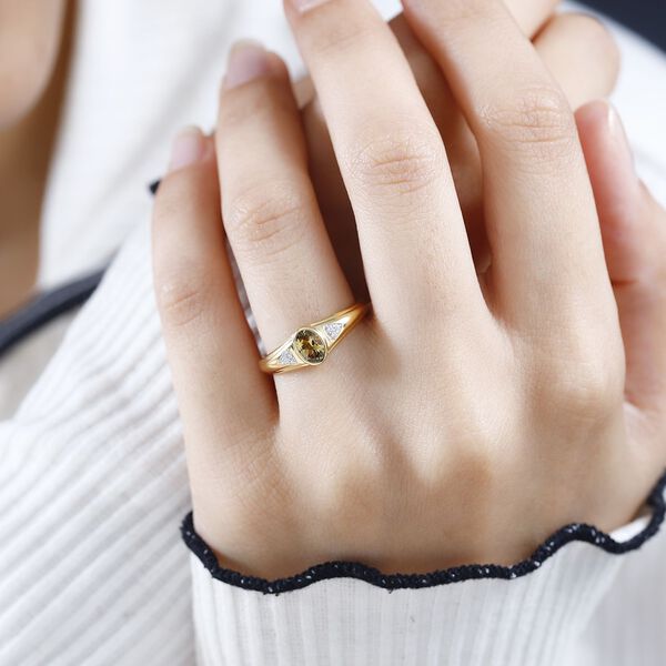 AA nat&uuml;rlicher goldener Tansanit und Zirkon-Ring - 0,49 ct. image number 3