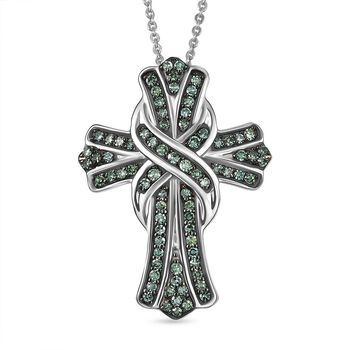 LUXURIANT SGL zertifizierter VS Labor gr&uuml;ner Diamant Anh&auml;nger mit 50cm Kette - 0,50 ct.