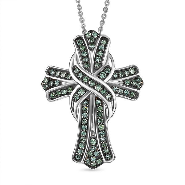 LUXURIANT SGL zertifizierter VS Labor gr&uuml;ner Diamant Anh&auml;nger mit 50cm Kette - 0,50 ct.