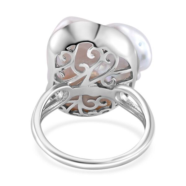 13-16 mm wei&szlig;er Barockperlen-Ring image number 6