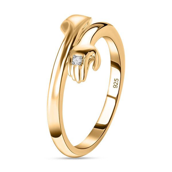 Wei&szlig;er Diamant Ring, 925 Silber vergoldet, (Gr&ouml;&szlig;e 16.00) ca. image number 5