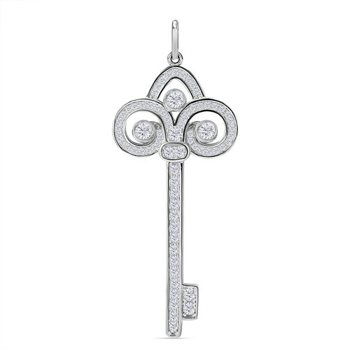 Weißer Zirkonia Anhänger 925 Silber rhodiniert image number 0