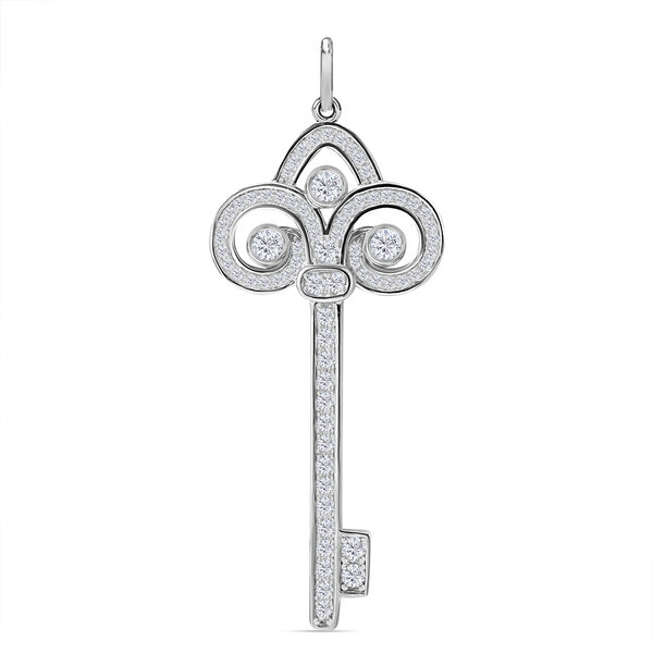 Weißer Zirkonia Anhänger 925 Silber rhodiniert image number 0