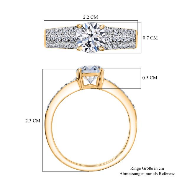 LUXURIANT DIAMOND - Lab Grown Diamant SI-GH SGL zertifiziert Ring 925 Silber 750 Gelbgold Vermeil (Größe 21.00) (10-15 Werktage Lieferzeit) ca. 1.51 ct image number 7