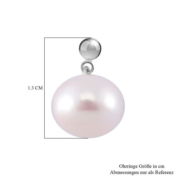 Wei&szlig;e S&uuml;&szlig;wasser Perle (8-10 mm) Ohrringe 925 Silber rhodiniert image number 6