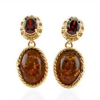 Nat&uuml;rlicher Baltischer Bernstein, Ohrringe 925 Silber vergoldet