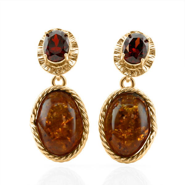 Nat&uuml;rlicher Baltischer Bernstein, Ohrringe 925 Silber vergoldet