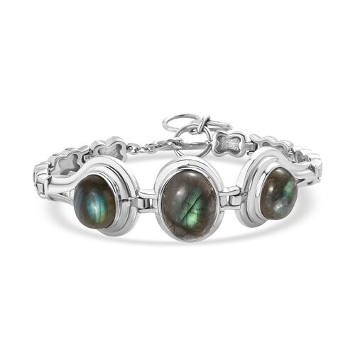 Labradorit Armband ca. 19 cm Edelstahl ca. 21.77 ct image number 0