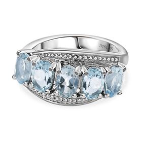 Himmelblauer Topas Ring Edelstahl (Größe 19.00) ca. 2,92 ct