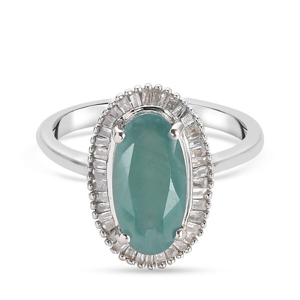 Grandidierit und Diamant Halo Ring 925 Silber Platin-&Uuml;berzug