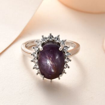 Sternrubin und Zirkon Halo Ring - 12,67 ct.