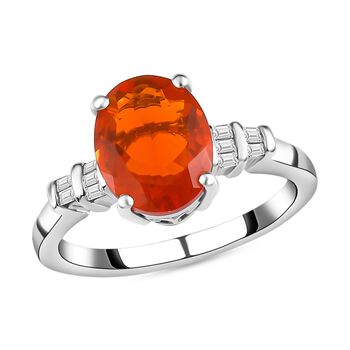 Purpurroter Feueropal und Diamant-Ring - 2,21 ct.