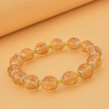 Champagnerfarbenes Armband im Murano-Stil, 16,5 cm