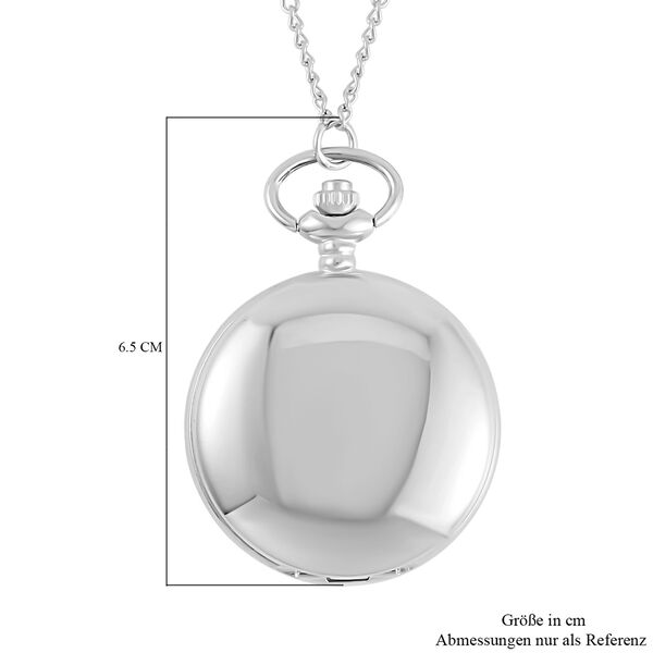 STRADA Taschenuhr - Elegantes Weißes Zifferblatt, Schwarze Zahlen, PNP-Stahlgehäuse, Japanisches Uhrwerk, 76,2 cm Eisenkette, Wasserdicht image number 5