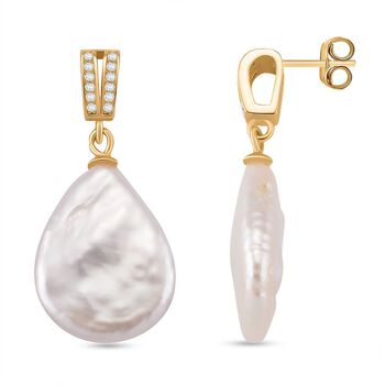 Keshi Perle und Zirkonia Ohrh&auml;nger