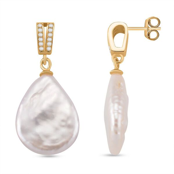 Keshi Perle und Zirkonia Ohrh&auml;nger