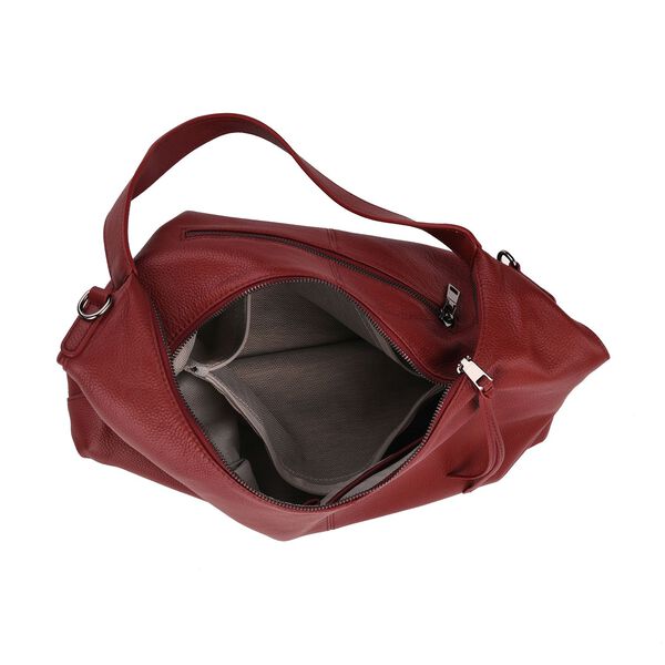 Echtleder-Hobo-Bag mit abnehmbarem Schulterriemen, 41x10x35 cm, Weinrot image number 6