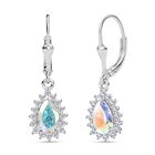 D'Joy Merkur mystischer Topas, Weißer Zirkon Ohrringe 925 Silber platiniert ca. 2.42 ct